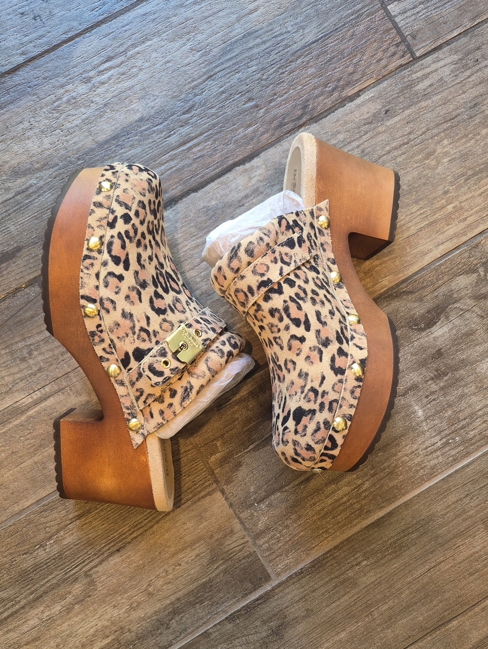 Dr. Scholl's Original Collection Joy Animal Print Stud Detail Platform Clogs, 8 - Picture 5 of 16